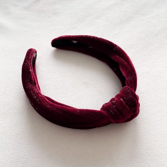 Lele Sadoughi Maroon Velvet Knotted Headband